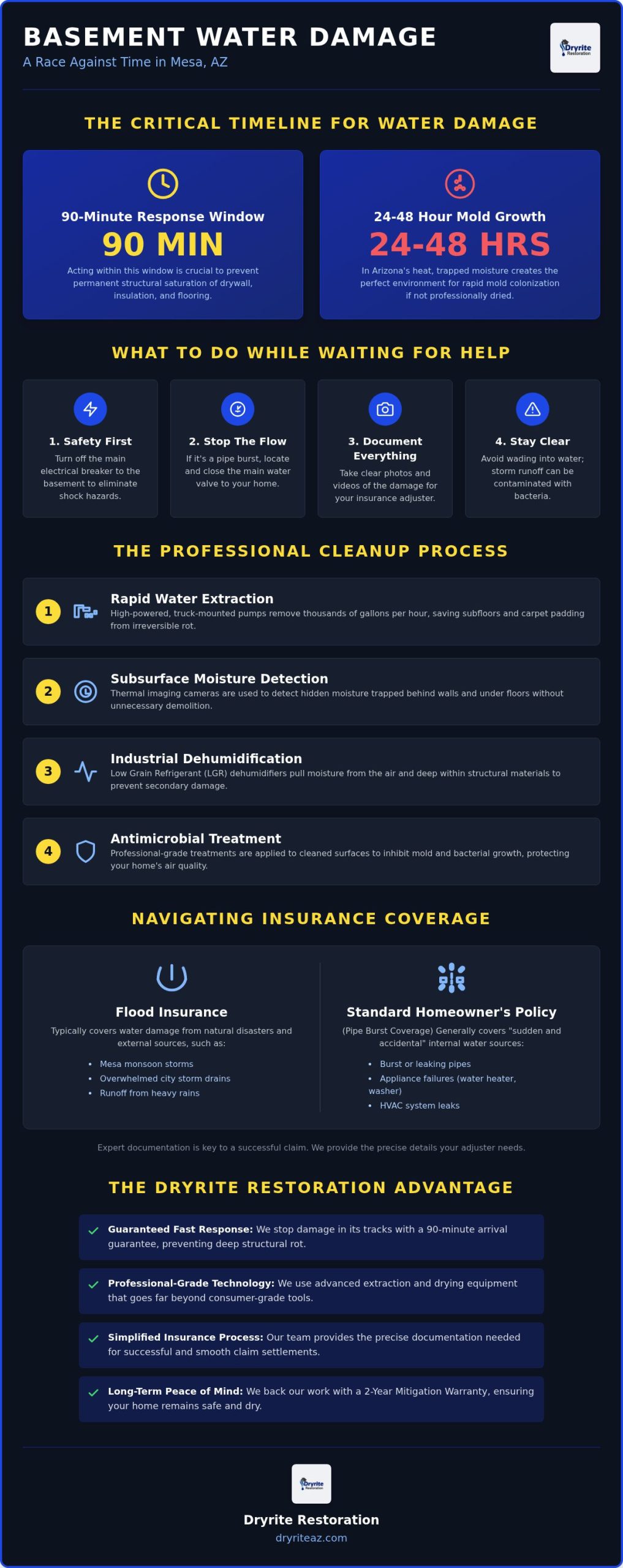 Basement Water Damage Cleanup Mesa: 24/7 Emergency Restoration